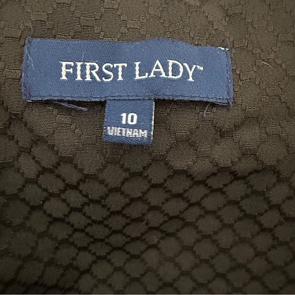 First Lady Brown Jacket Blazer Patterned Button U… - image 4